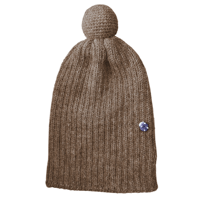 Ribbstickad Mössa med Boll Alpacka