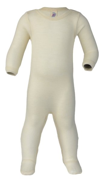 Heldress med Fot Ull/Siden, Naturvit