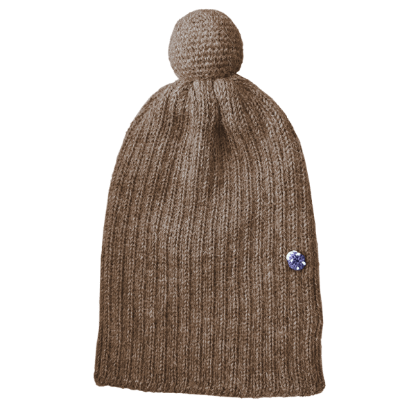 Ribbstickad Mössa med Boll Alpacka