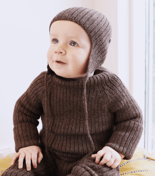 Ribbstickad Babymössa Alpacka